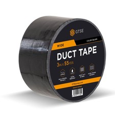 Wide Duct Tape, Black, 3 Inches x 55 Yards 164 ft , Heavy Duty, Waterproof R...