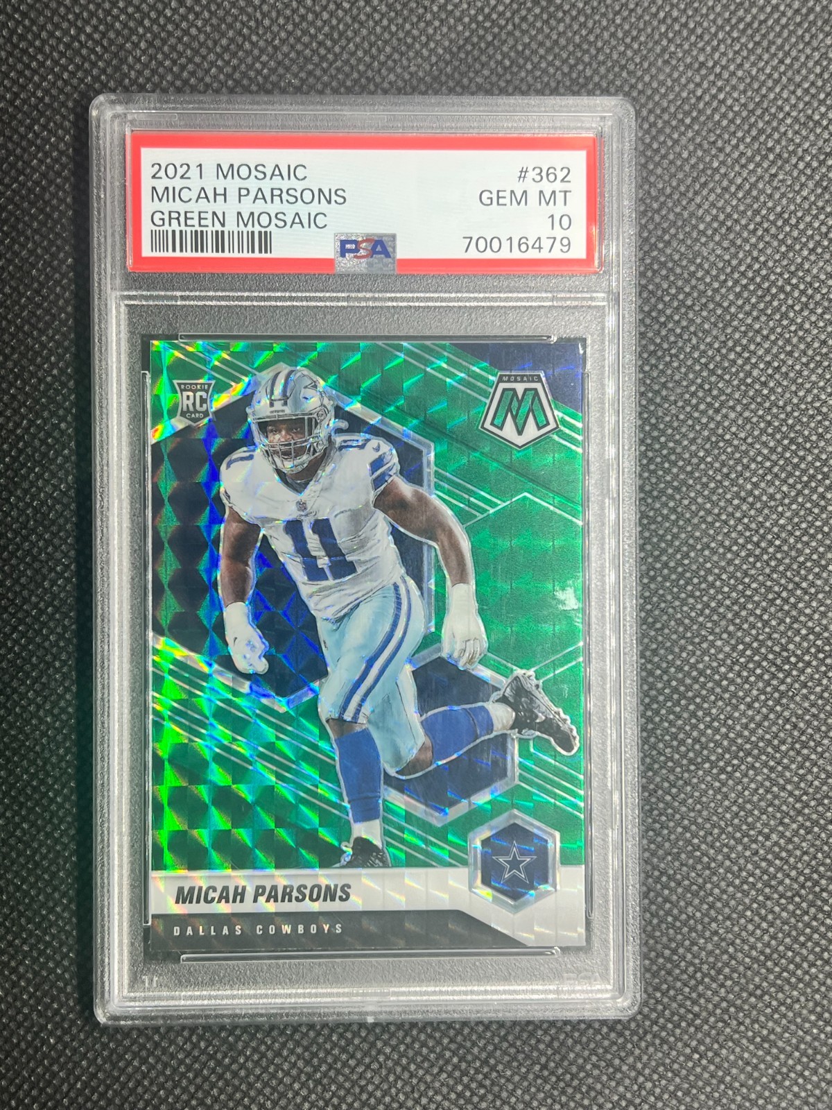 2021 Micah Parsons #362 Green Mosaic Prizm PSA 10 Rookie Card