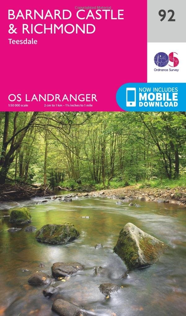 Barnard Castle and surrounding area Landranger Map 92 Ordnance Survey Latest - Image 4
