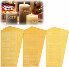 Wachsbuchstaben Set f&uuml;r Kerzen goldene Zahlen Sterne DIY Tauf Kommunion Hochzeit