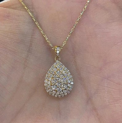 2Ct Round Cut White Moissanite Women's Fancy Pendant 14K Yellow Gold Plated