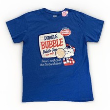 Dubble Bubble Bubble Gum T-Shirt Adult Large Graphic Print Tee Blue Retro