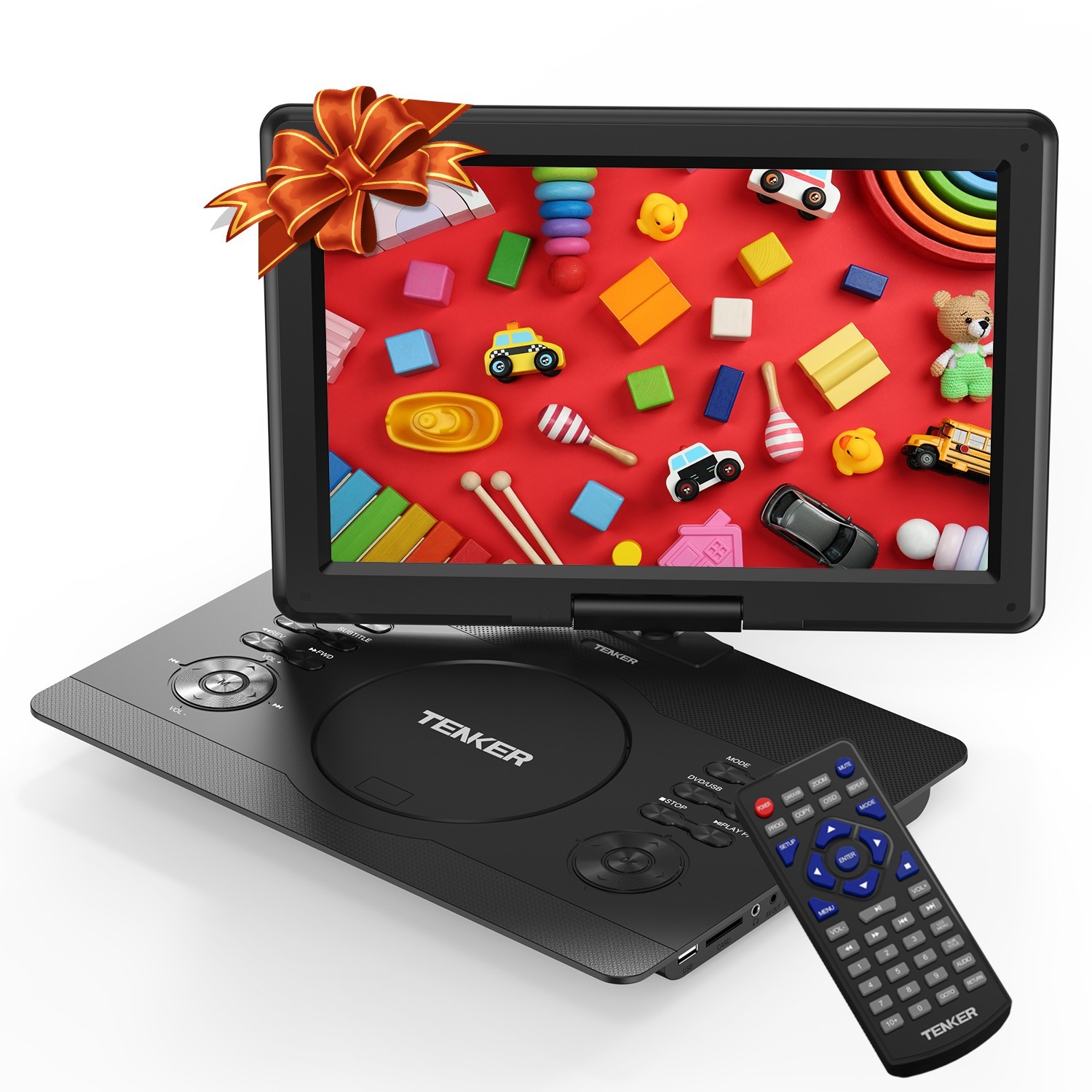16.9" Portable DVD Player 14" HD Swivel Screen 5000mAh Rechargeable Battery NEW