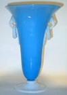 Rare Light Blue Jade Frederick Carder sgn Steuben Vase w Ring Handles JOLIET4YOU