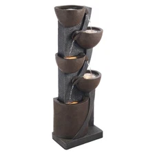 New✅Outdoor Water Fountain，49.61 in Height Fountain and Waterfall，5-Tier Floor S