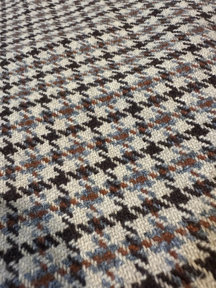 100% Wool Houndstooth Plaid Fabric 60" X 2 Yards +15"  Brown Tan Gray Rust Soft - Image 2 of 4