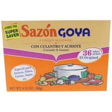  5 pack Sazon with Coriander and Annatto Seasoning Mix, 36 Packets, 6.33 oz