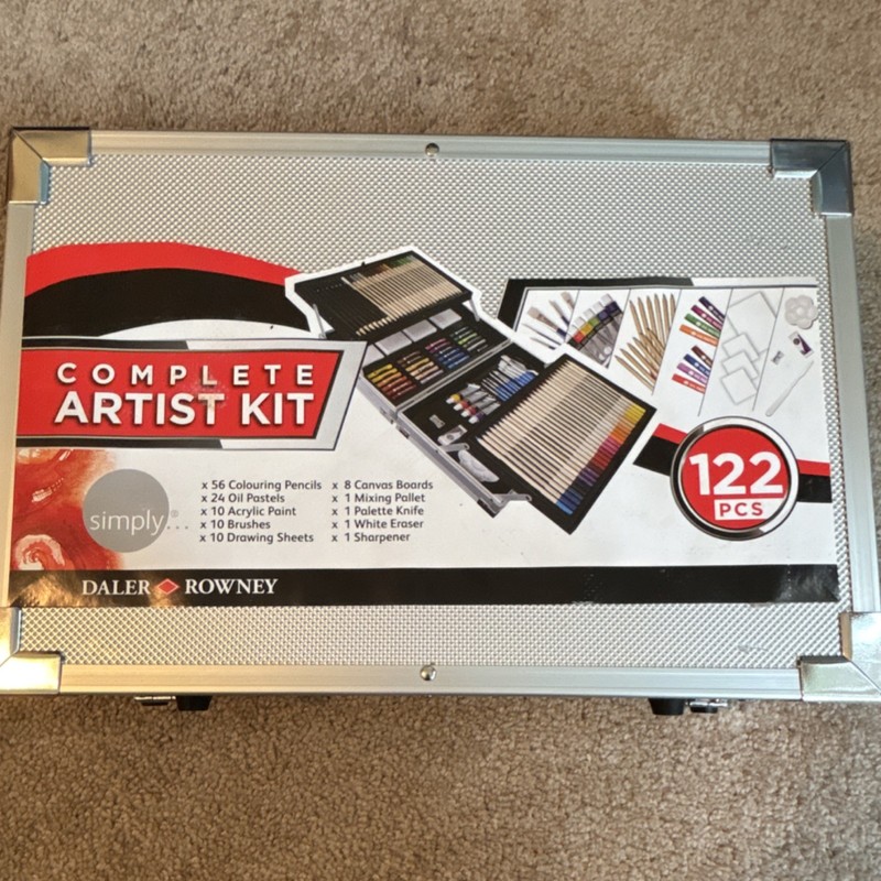 Daler-Rowney Complete Artist Kit 122-Piece Art Set in Metal Carry Case