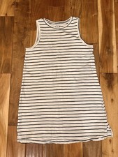 Old Navy Women's Size M Sleeveless Dress White With Navy Stripes, 100% Cotton