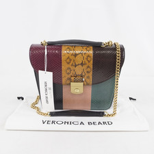 Veronica Beard Snakeskin Double Link Flap Shoulder Bag In Cognac Multicolor 