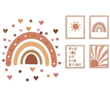 5 Set Boho Nursery Wall Decor Large Rainbow Decals Peel and Stick, Self Adhes...