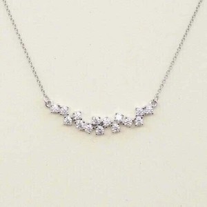 Authentic 1.50Ct Real Moissanite Cluster Curved Shape Pendant 14K White Gold Plated Silver