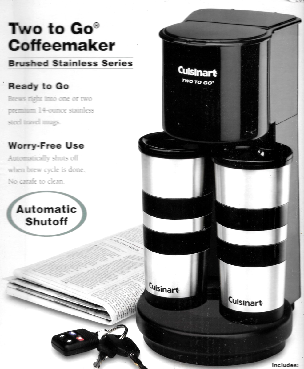 Cuisinart Two to Go Coffee Maker Model TTG-500 Coffeemaker for
