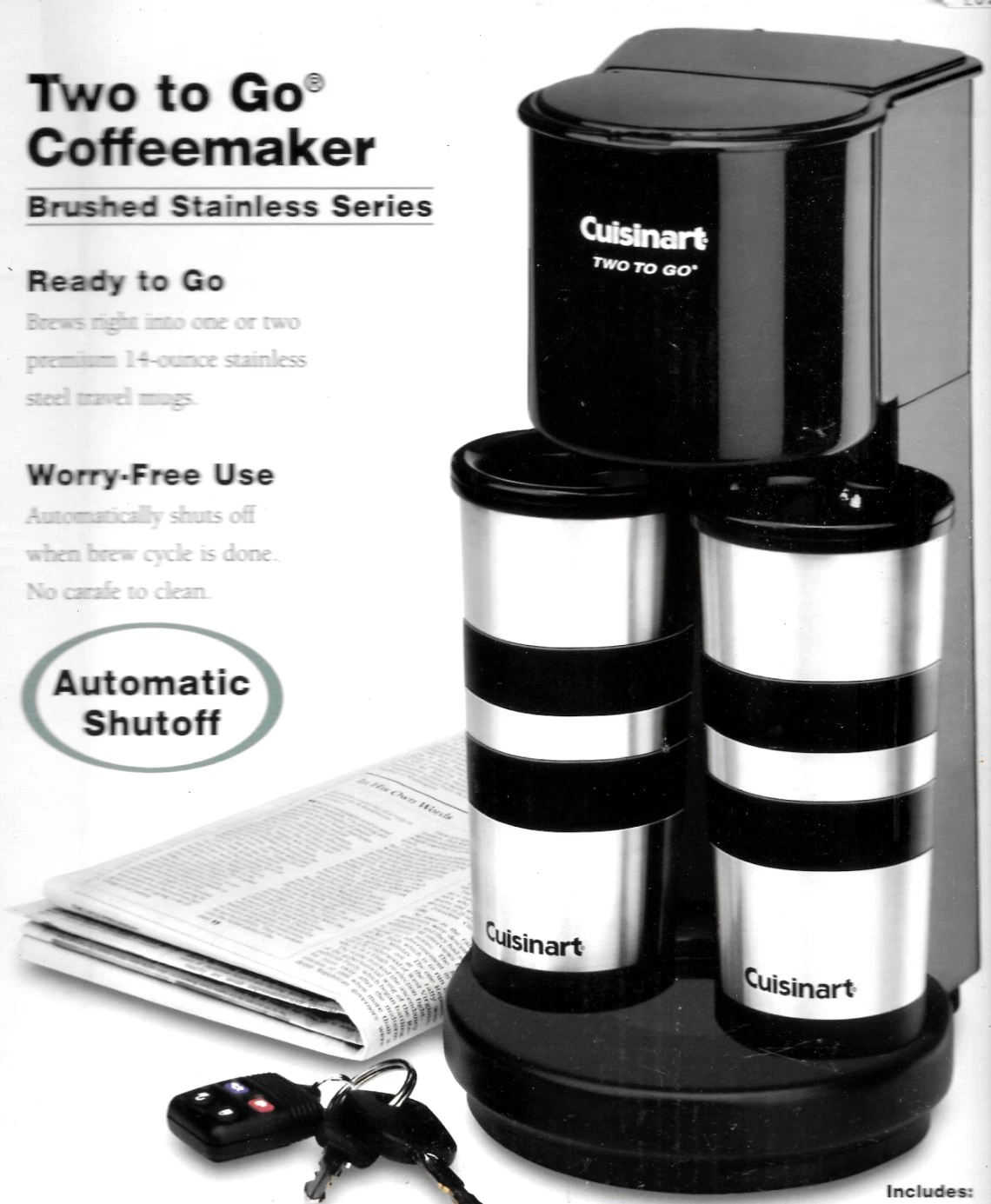 Cuisinart TTG-500 Two to Go Coffeemaker 2- 14 oz Stainless Mugs NEW Open Box
Opens in a new window o
