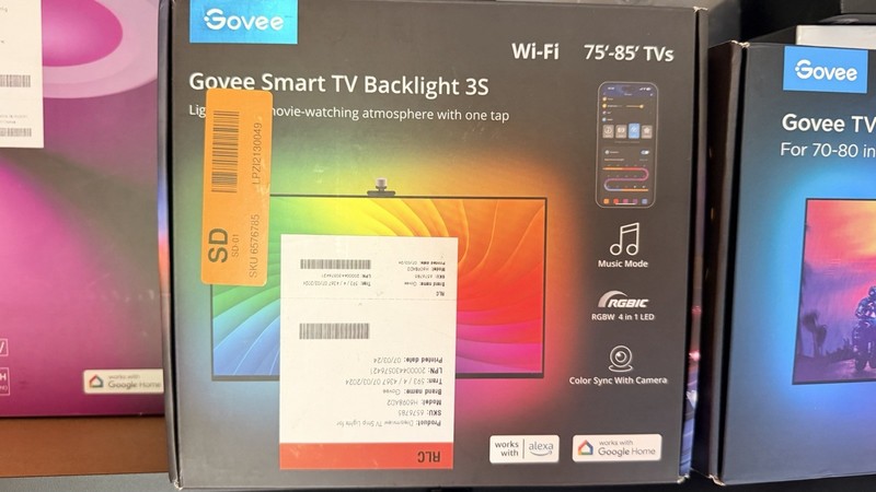 Govee Smart TV Backlight 3S Wi‑Fi RGBIC USB App/Voice Kit for 75-85" TVs