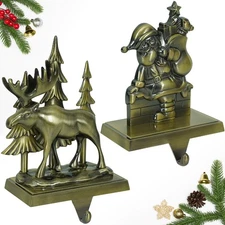 INNO STAGE Christmas Stocking Holders for Mantle Set of 2, Heavy Duty 3D Rein...