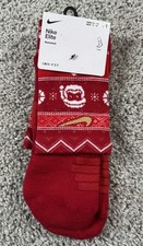NEW Nike Elite Basketball Dri Fit Ugly Christmas Crew Socks Red Men 8-12