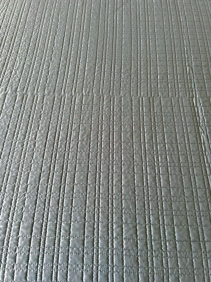 Queen size quilt & 2 shams by Royal Velvet squared pattern steel blue 92” X 96” - Image 2 of 4