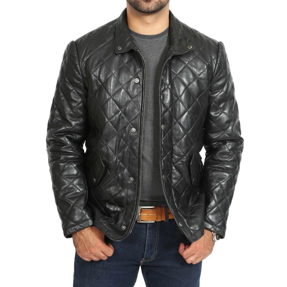 Mens black hotsell diamond quilted jacket