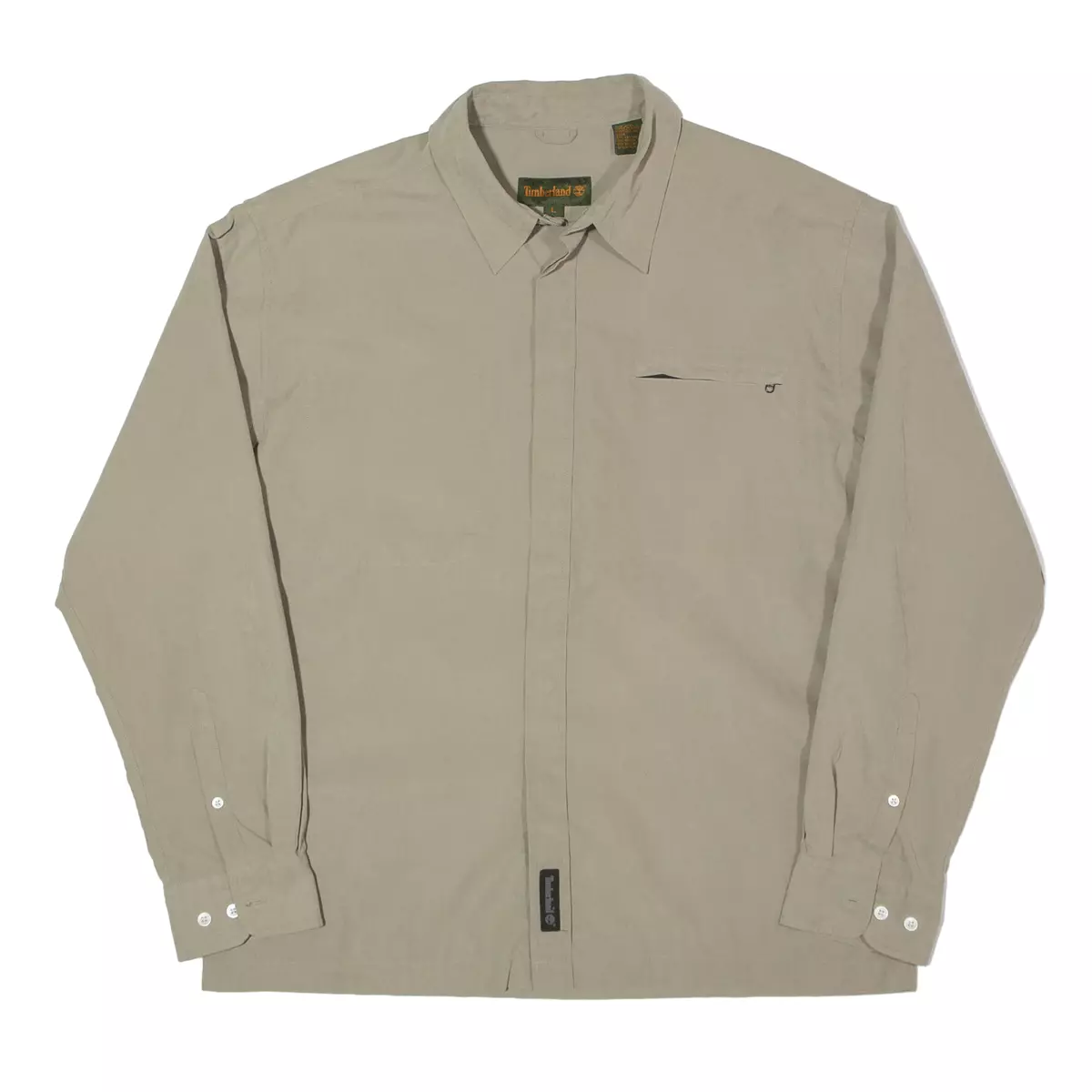 TIMBERLAND Plain Shirt Green Long Sleeve Mens L eBay