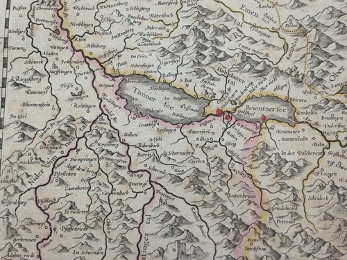 SWITZERLAND AARGAU 1639 GERARD MERCATOR/JODOCUS HONDIUS LARGE ANTIQUE MAP - Picture 3 of 7