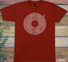 TURNTABLE  PLEASURES  T SHIRT TECHNICS SEISMIC WAVE JOY DIVISION VINYL RECORD