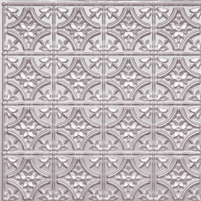 D150 Silver PVC Faux Tin Glue Up Ceiling Tiles 24 x 24 lot/6 PCS