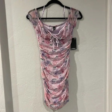 Windsor Sweet Charm Off-Shoulder Floral Mesh Mini Dress Size S NWT HOCO Prom