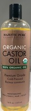 Majestic Pure Organic Castor Oil, Cold-Pressed, 16 oz. - EXP:11/25 NO PUMP 