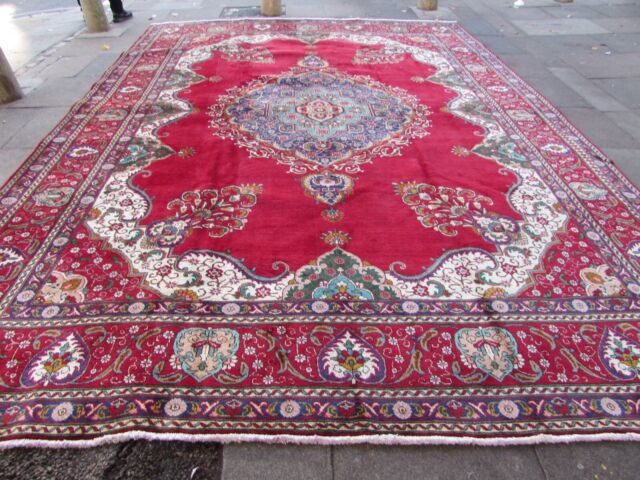Vintage Worn Mano Fatto Tradizionale Orientale Lana Rosso Large Carpet 465x336cm