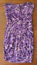 Guess Purple Print Strapless Bodycon Bandage Dress Sexy Goth Glam Sz L NWT