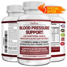 Premium Blood Pressure Support Supplement - Supports Heart Health -30/60120 Caps