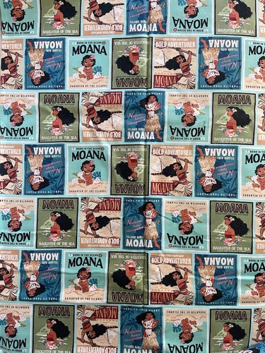 4 Yards Disney Princess Moana Badge Fabric 100% Cotton 43” Wide Quilting Sewing - Picture 6 of 7