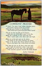  Cowboys  Prayer  Little Verse Expresses The Inarticulate Feelings Postcard