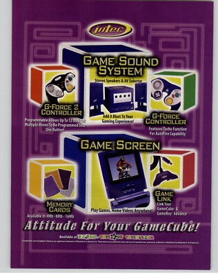 2002 INTEC Gamecube Console Accessories Vintage Print Ad/Poster Official Art
