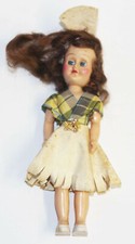 Vintage 1940s 6" Brunette Plaid Dress Celluloid State Fair Carnival Kewpie Doll