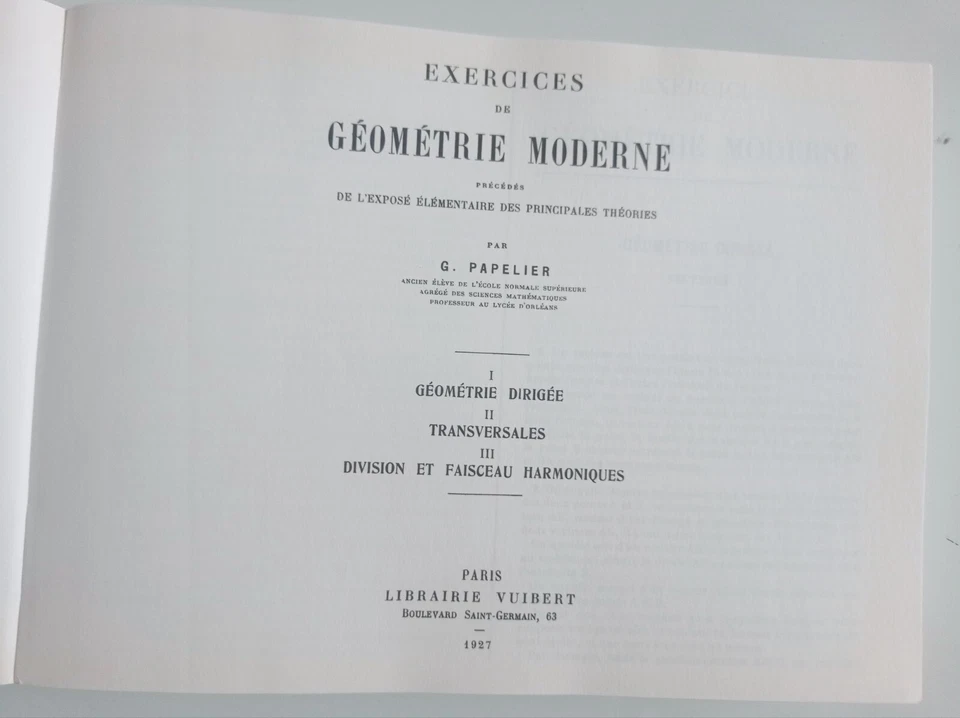Exercices de géométrie moderne Georges Papelier Edición en Francés - Imagen 4 de 4