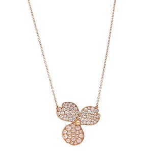 Tiffany & Co. Diamond Pave Large Paper Flowers Pendant Necklace 18K Rose Gold
