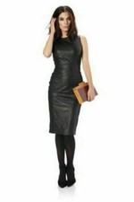 Sexy Bodycon Lambskin Designer Celebrity Cocktail Clubwear Leather Womens Dress