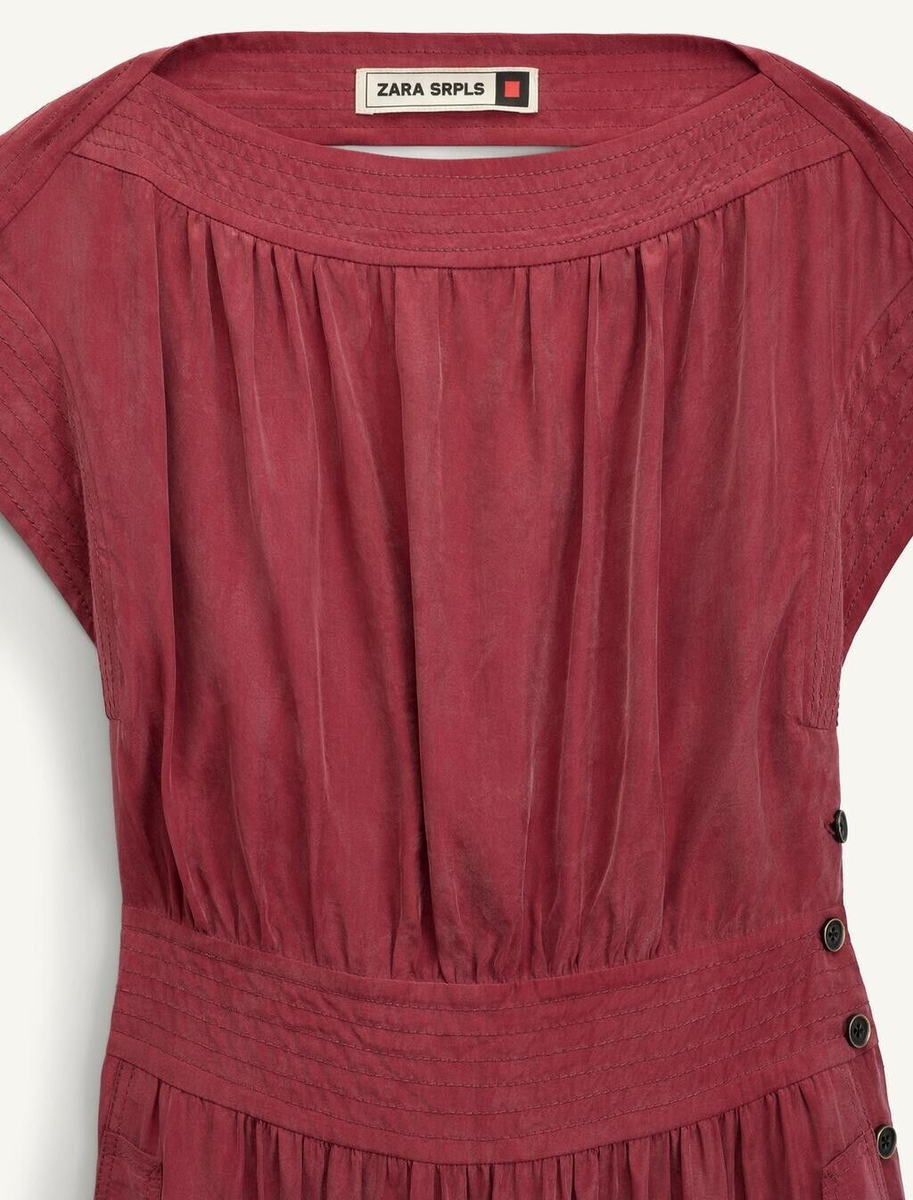 ZARA WOMAN SRPLS MIDI DRESS FRNC DRSS 14 WINE 2789/201/660