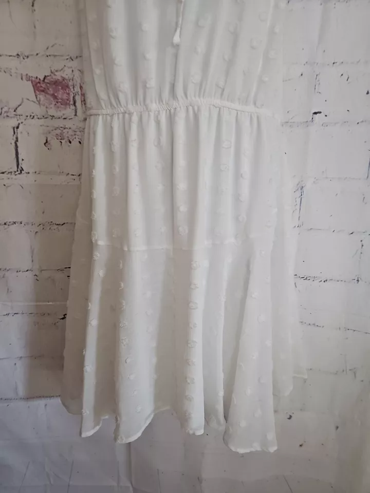 Vestido Vaina Cato Blanco Punto Suizo Talla Grande 22W/24W Sin Mangas Cuello Corbata Forrado Foto 3 de 4