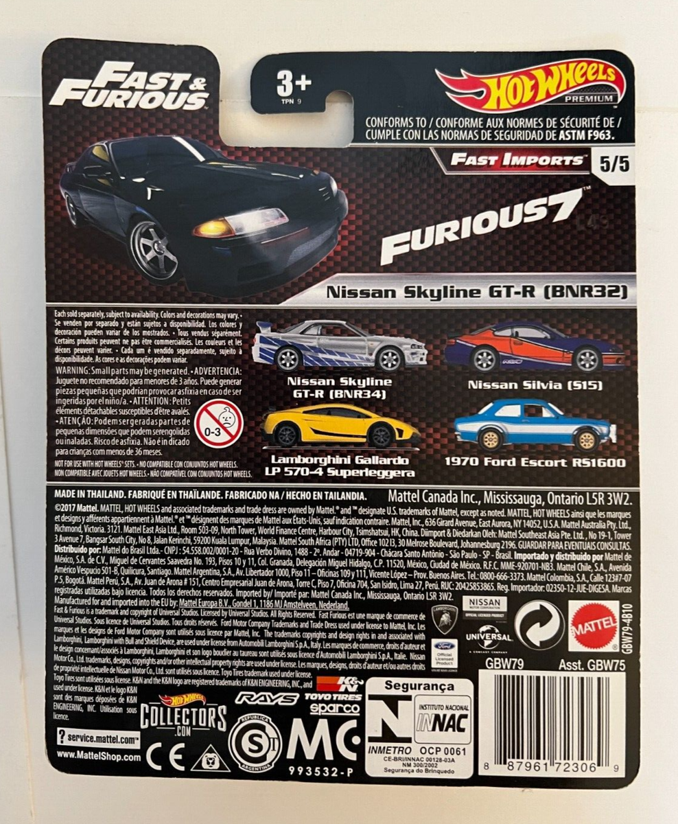 ミニカー Hotwheels NISSAN SKYLINE GT-R BNR32 2017 Hot Wheels Nissan Skyline GT-R BNR32 #5/5 Fast