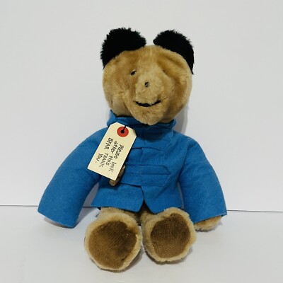 Vintage 1975 Paddington Bear Stuffed Animal Plush Toy w Blue