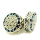 Cufflinks Circular Blue Silver Crystal