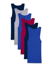 Fruit of the Loom Men's Assorted Color Tank A-Shirts, 6 Pack FREE SHIPPING!