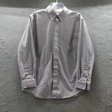 L.L. Bean Shirt Adult Size 16 White Check Button Up Slightly Fitted Casual Men's