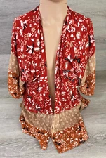 Michael Stars Los Angeles Women's Kimono Wrap Red Floral Cover Up One Size