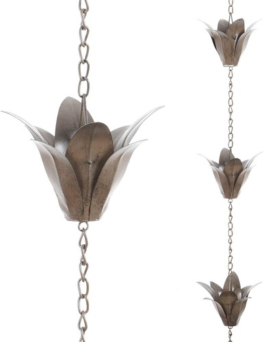 Rain Chain, 7.88 FT Metal Flower Rain Chain, Functional and Decorative Antique