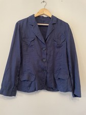 Catherine Malandrino Blue 100% Linen Jacket Short Pockets Size Medium