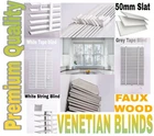 Faux wood wooden Venetian Blinds String and Tape Grey Blind 50 mm slats Easy fit